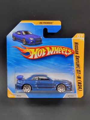 Hot Wheels HW Premiere ~ NISSAN SKYLINE GT-R (R34) (Blue) 7/214 Rare Short Card!