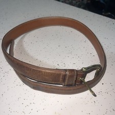GAP Distressed Leather Belt Size 34 Medium Brown Solid Brass Buckle