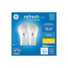 2 Twin Packs GE refresh LED 100 watt equivalent A19 Daylight Light Bulb GU24