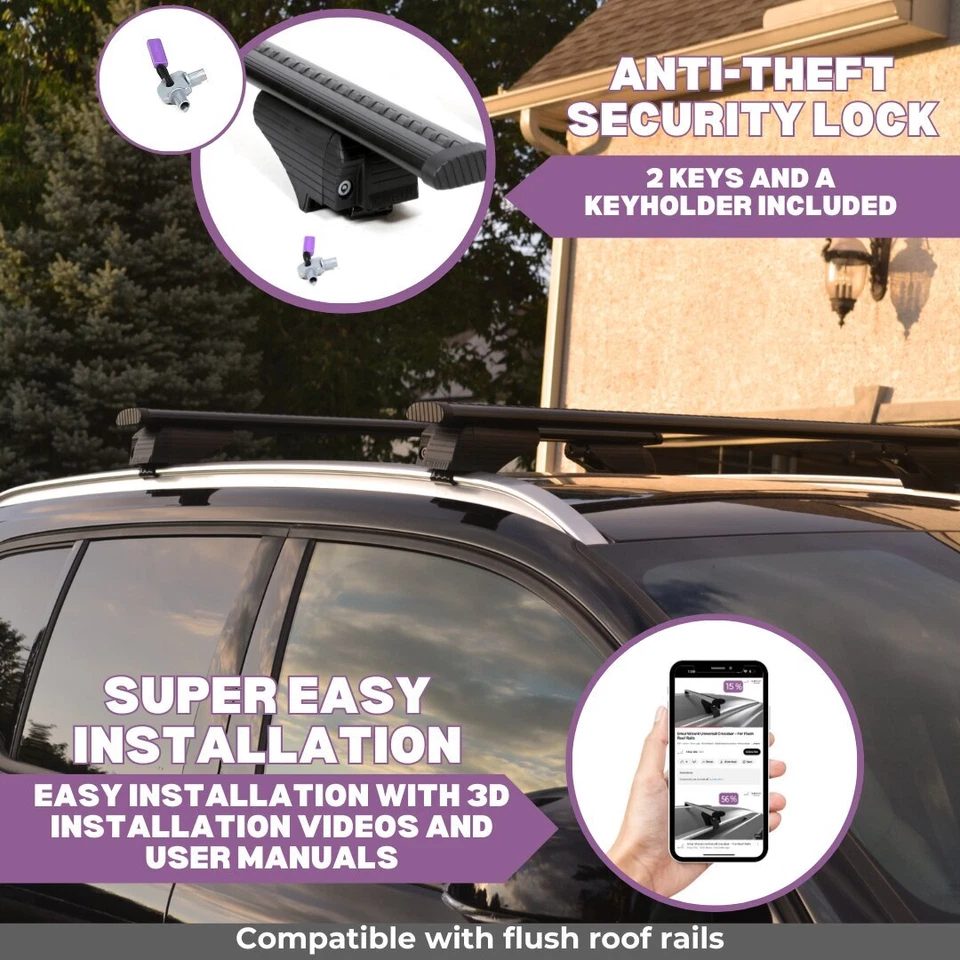 Поперечные дуги багажника на крышу ERKUL для Mitsubishi Outlander Sport 2011-2026 - черные - Изображение 3 из 4