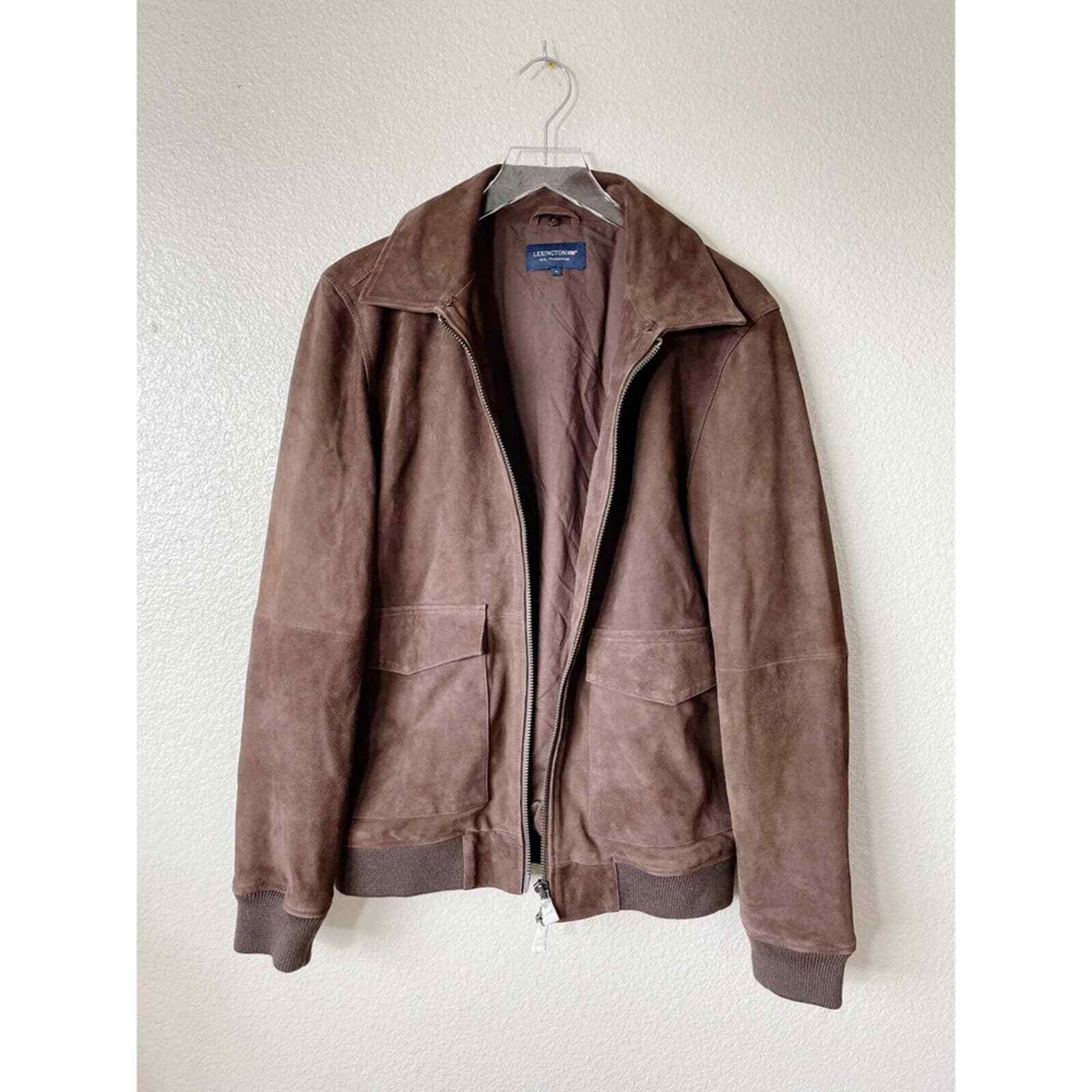 LEXINGTON Men's Brown Tobacco Suede Bomber Jacket Size Medium | eBay