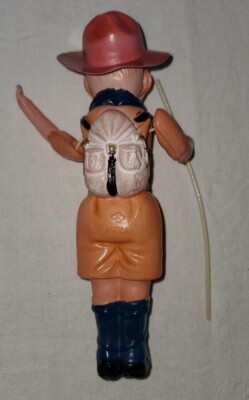 1930～1950s　ヴィンテージ　ボーイスカウト　人形　フィギュア　セルロイド Vintage 1930s Celluloid Boy Scout Figure Japan Hat Staff Arms
