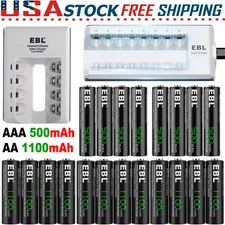 AA AAA 500/1100mAh Ni-MH Rechargeable Battery / Charger For Solar Light Lot