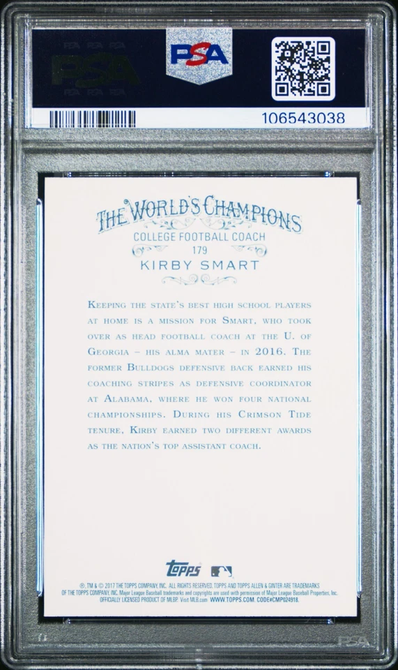 2017 Topps Allen & Ginter X #179 Kirby Smart Coach Rookie Card RC PSA 8 QTY - Image 2 of 4