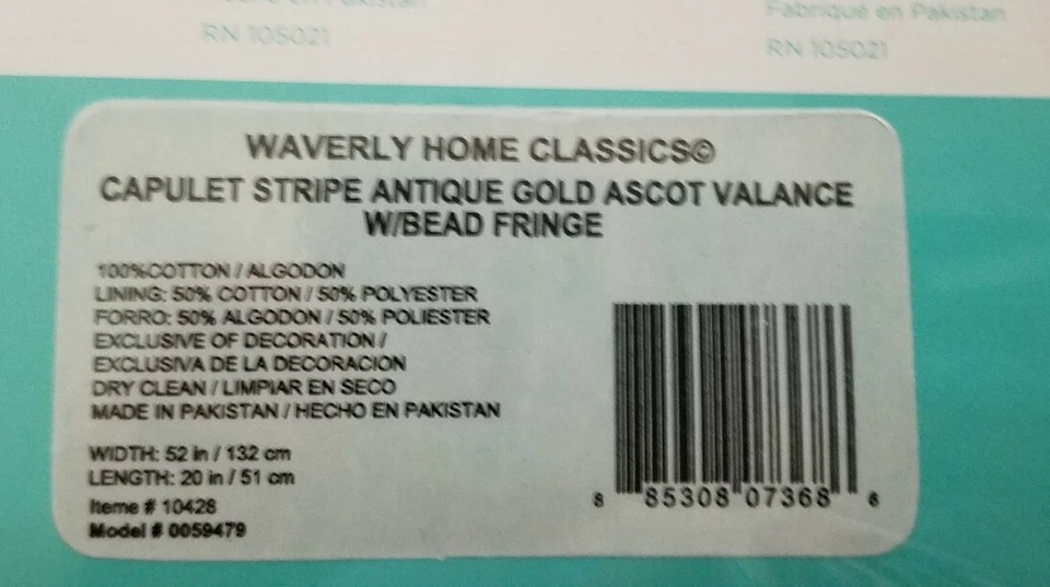 Nuevo Ascot Cenefa Waverly Home Classics Cuentas Talla 48W*84L Capuleta Rayas Dorado Foto 4 de 4