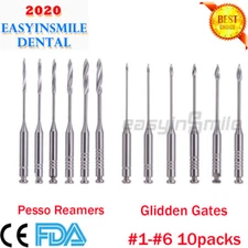 10packs Endo Dental Pesso Reamers/Glidden Gates Spiral Burs Root Canal Drill 1-6