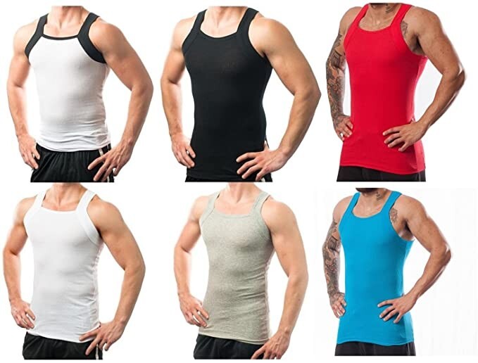 Different Touch 6 Pack Men Square Cut G-unit Style Tank Top