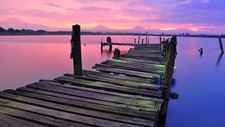 Landscape pier sunset lake purple sky outdoors water Custom Gaming Mat Desk