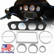 Chrome Motor Inner Fairing Trim Gauge Radio Trim Bezel For Harley Street Glide