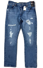 NWT 118 Levi's Premium 501 Original 100 Cotton Jeans Distressed Men Size 30x30