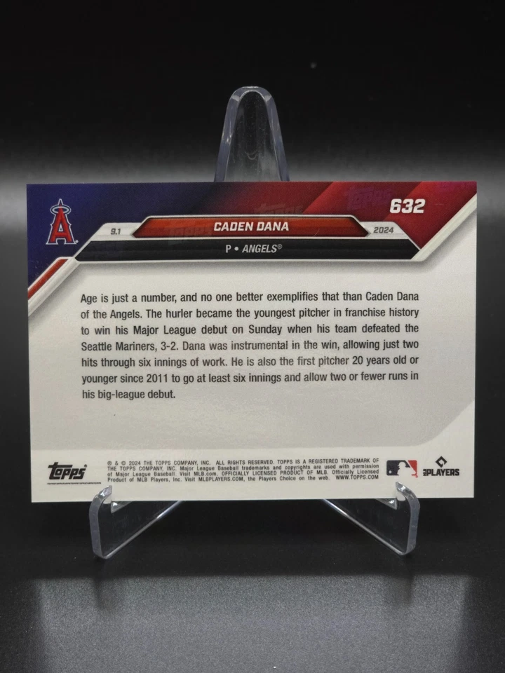 MLB DEBUT WIN! Caden Dana 2024 Topps Now Los Angeles Angels Pre-RC #632 IN HAND! - Image 2 of 4