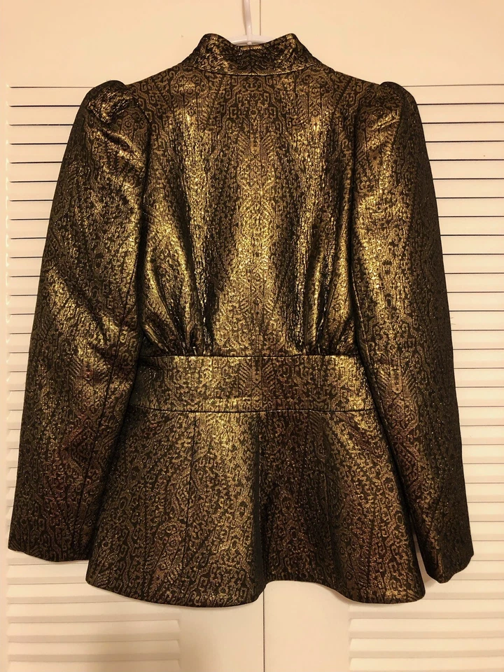 Chaqueta Abrigo Princesa Etro Metálico Jacquard Manga Abullonada 4 EE. UU. 38 IT Foto 2 de 4