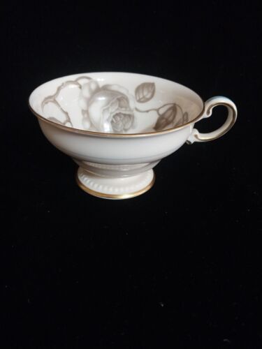 Castleton China "GLORIA" Cup Taupe Roses Blue Trim - Picture 3 of 8
