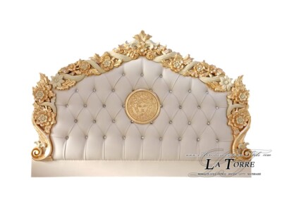 Kopfstück Kopfteil Bett King Size Hochzeits- Barocke Kunstleder Stoff Swarovski