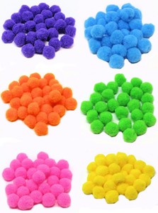 Pom Poms For Craft Red Blue Yellow Orange Purple Green White 7 Colours 2 Sizes Ebay