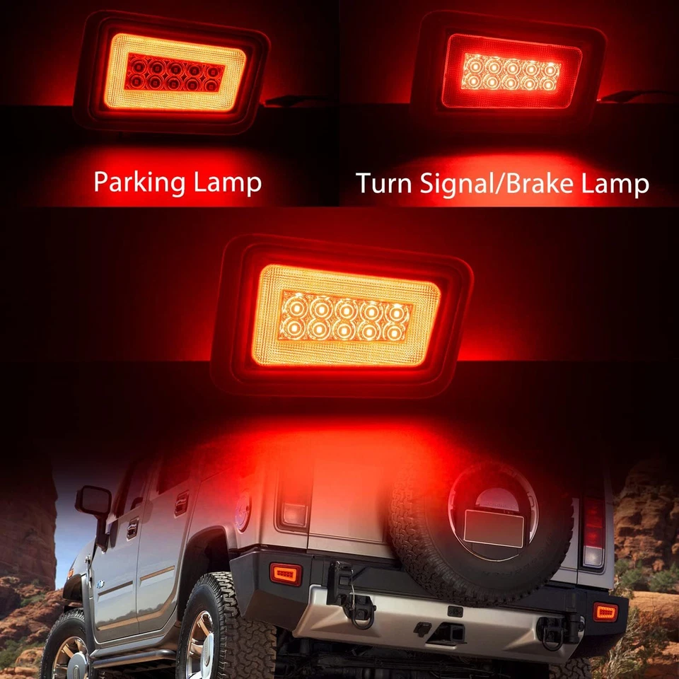 Reflector de parachoques trasero rojo 2 en 1 luces de freno traseras LED completas para Hummer H2 2005-09 Foto 2 de 4