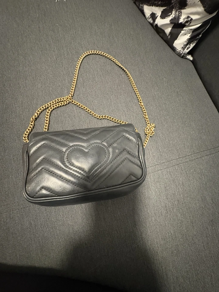 Gucci Marmont Small Shoulder Bag Black Matelasse Leather Crossbody - Image 4 of 4