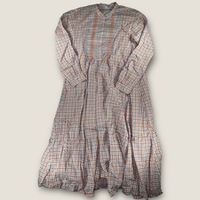 Uniqlo Ines de la Fressange Dress XS Plaid Gingham Pintuck Shirt Cotton Midi