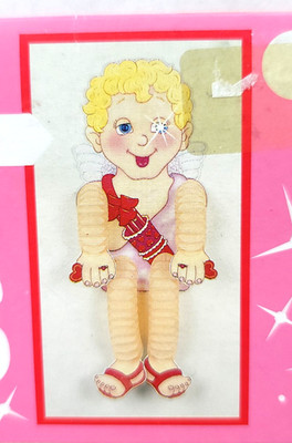 2 Vtg Eureka Eyes Glitter Critters Valentine Cupid Hanging Decor Tissue Limb 24''