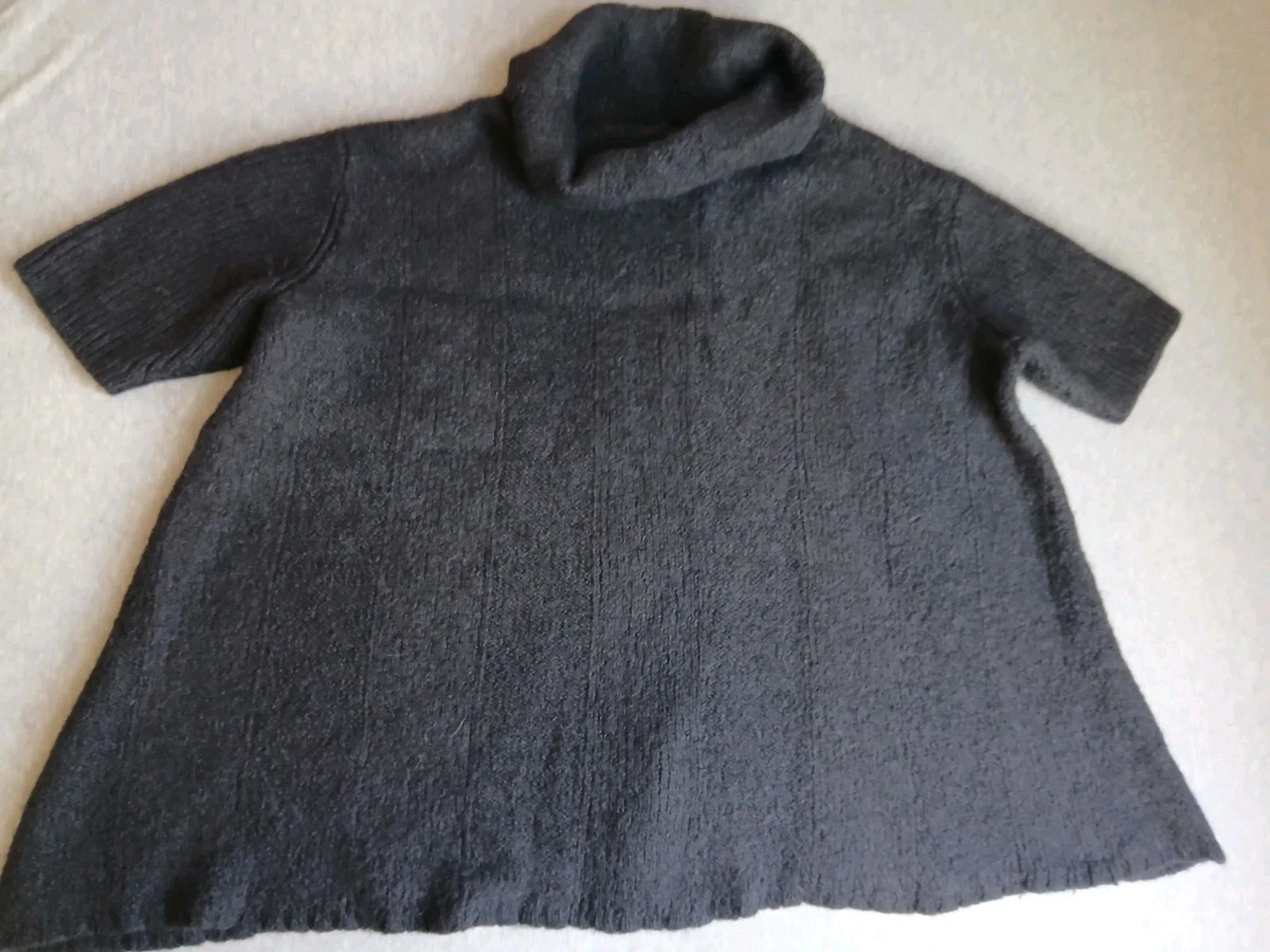 Eileen Fisher Sweater XL Poncho Turtleneck Alpaca Short Sleeve Drapey Lagenlook