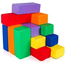 12-Piece Colorful Toddler Foam Building Blocks Set - Soft Washable Play Fun