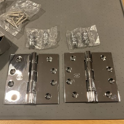 (2-Pk) Omnia crown Tip Door Hinge Chrome 4x4 985BB/4.26