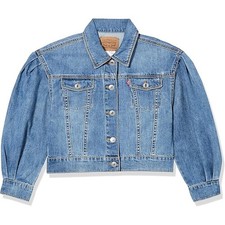 Levi s Girls Pleat Sleeve Oversized Denim Trucker Jacket Milestone Size 8-10