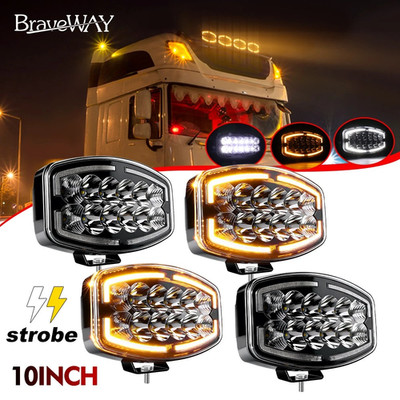 4 Stk. 10 Zoll Jumbo Oval LED Zusatzscheinwerfer LKW Fernlicht DRL 12V 24V E9