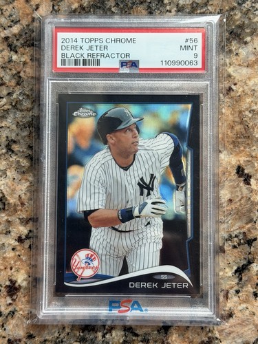 DEREK JETER 2014 TOPPS CHROME #56 BLACK REFRACTOR #'D 015/100 PSA 9 HOF YANKEES