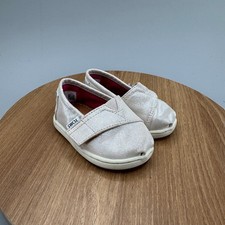 Toms Baby Slip On Shoes Size 4 Silver Sparkle Glitter Alpargata Casual