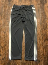 Vintage Y2K Adidas Mens Large Navy Blue Track Pants 3 Stripe 2009 Wide Leg NWT