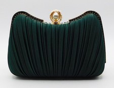 Vintage Pearl Beaded Rhinestone Evening Handbag Purse Clutch Party Wedding/Green