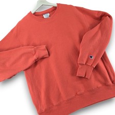 Champion Reverse Weave Coral Red Orange Crewneck Sweatshirt Large