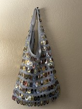 1990s Vintage Shoulder Bag Made In USA Reflective Gold Copper Silver Sequins