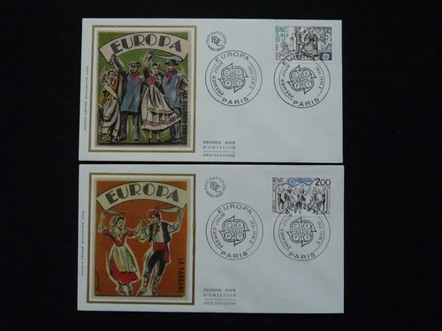 FDC France 1981 (x2) Europa Cept dance music costume folklore