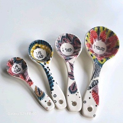 Super Keramik Messlöffel Pop Rustikal Blumenmuster 4er Set Top Teile