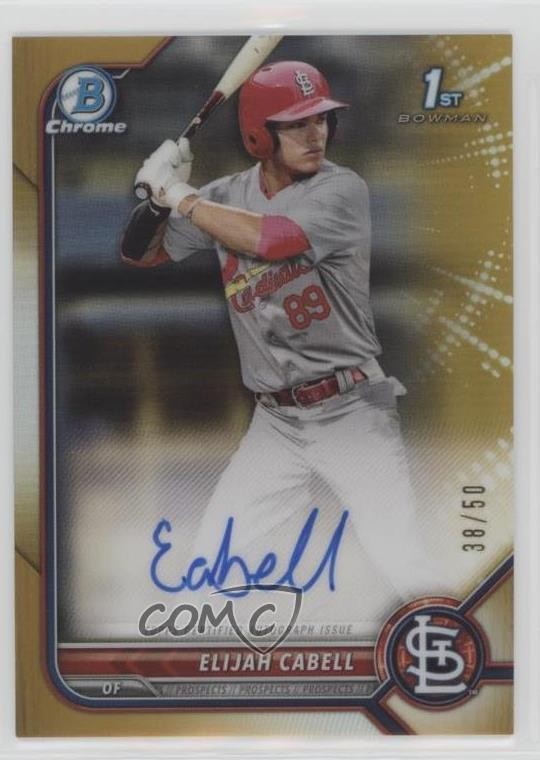 2022 Bowman Chrome Prospect Gold Refractor 38/50 Elijah Cabell #CPA-EC Auto 02u3
