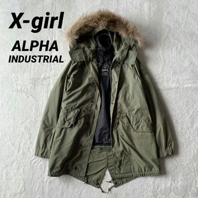 X-girl × ALPHA M-51 Mod Coat with Quilted Liner, Olive Green, Size S