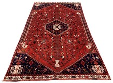 Authentic Hand Knotted Vintage Tribal Shrz Pictorial Wool Area Rug 9 x 6 Ft