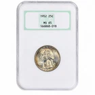 1952 NGC MS65 “Fatty” Washington Silver Quarter 25c - Beautiful Rim Toned