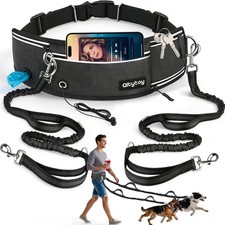 Hands Free Double Dog Leash 240LB Heavy Duty Retractable Pouch Adjustable
