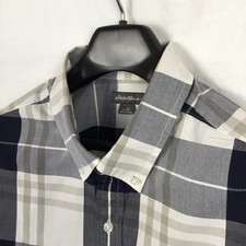 Eddie Bauer Shirt Mens XL Blue White Plaid Classic Fit Everyday Modern Utility