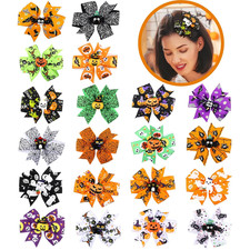 20 Pcs Halloween Hair Bow Clips Fall Cute Party Bow Hair Pins Boutique Bowknot H
