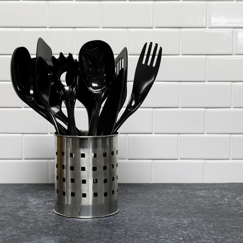 Chef Craft Basic Melamine Kitchen Tool and Utensil Set, 9 Piece Set, Black - Picture 2 of 12