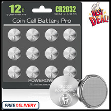 CR2032 Lithium 3V Coin Battery 12-Pack for Apple Airtag Key Fob Remote LED Candl