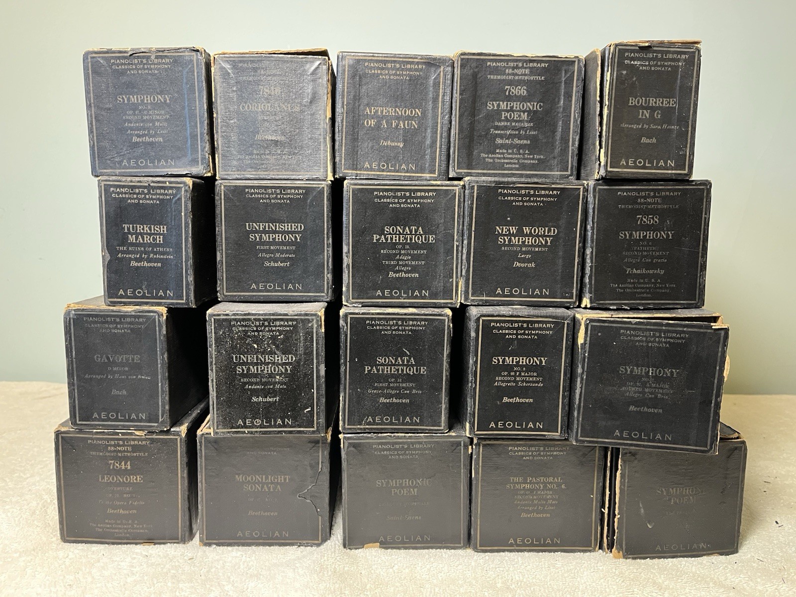 20 AEOLIAN Piano Rolls 88-Note BLUE BOX Symphonies Sonatas BEETHOVEN Debussy Lot