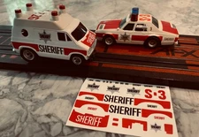 Aurora AFX Custom Sheriff Dodge Street Van Slot Car Decals Red/White