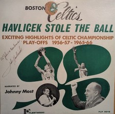 Havlicek Stole the Ball Record LP Signed John Havilcek Johnny Most Call Boston