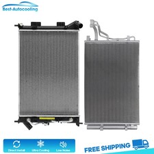 Aluminum Radiator And A/C Condenser For 2014 2015 2016 Kia Soul Hatchback 2.0L