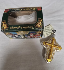 Old World Christmas Glass Cross Ornament Gold...